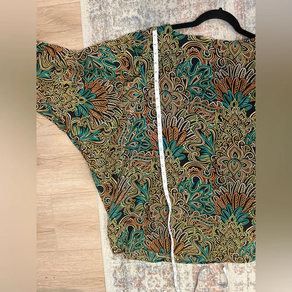Bob Mackie Blouse Womens Plus 1X Colorful Wearable Art Batwing Dolman Lined Top - Picture 11 of 11